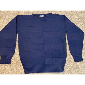 IZOD Sports Women's Crew Neck Pullover Sweater Textured Knit Navy Blue Size M